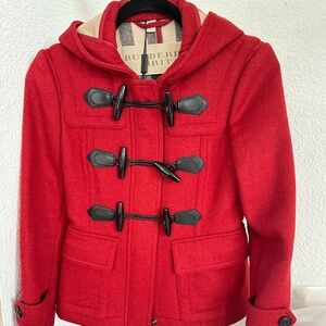 BNWT Burberry Brit Blackwell duffle wool coat jacket red XS US 0 New